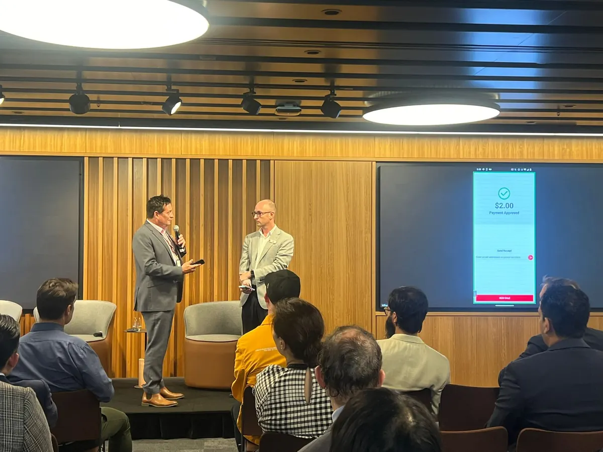 Mike Fowler speaking at an industry event
